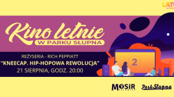 Kino letnie w&nbsp;Parku Słupna: Kneecap. Hip-hopowa rewolucja, reżyseria Rich Peppiatt. 21 sierpnia, godz. 20:00.